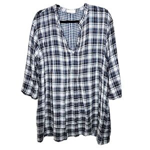 New CP Shades Regina Tunic Double-Cotton Plaid Gingham Dress Large